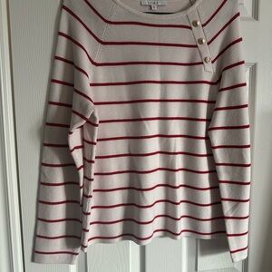 Cleo Red and Cream Striped Knit Top